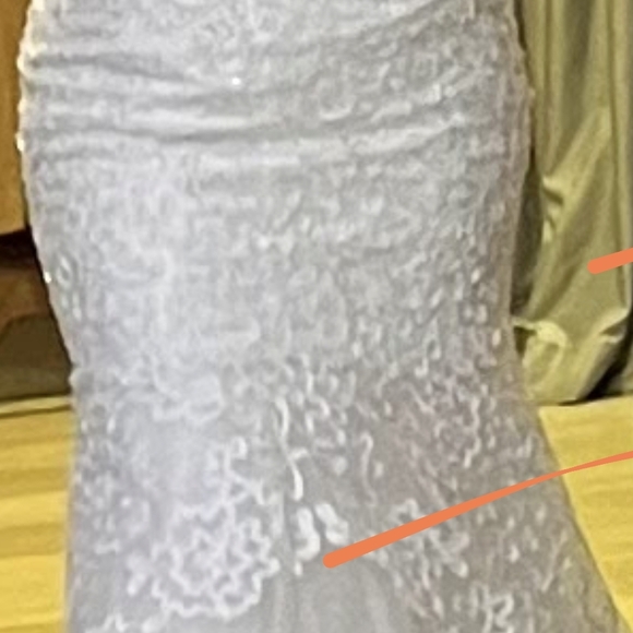 White Sequin Embellished Sweetheart Wedding Gown - Picture 7 of 10